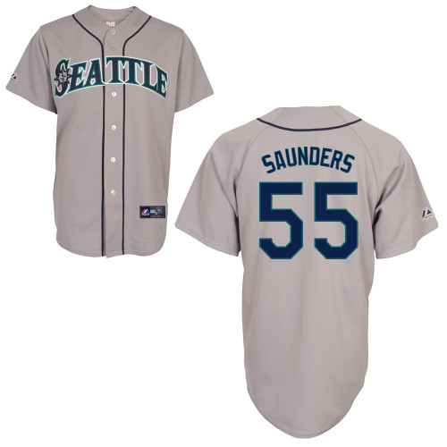 Michael Saunders #55 mlb Jersey-Seattle Mariners Women's Authentic Road Gray Cool Base Baseball Jersey